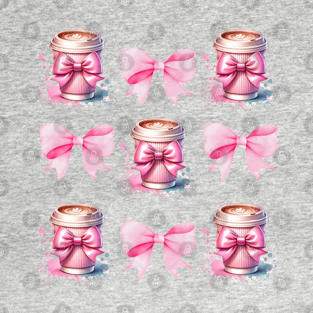 Coquette Pink Bows and Coffee by Mind Your Tee